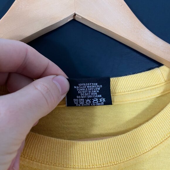 Stussy Oval Grid Longsleeve Crewneck T-shirt Honey Yellow men's size Small - Picture 6 of 7